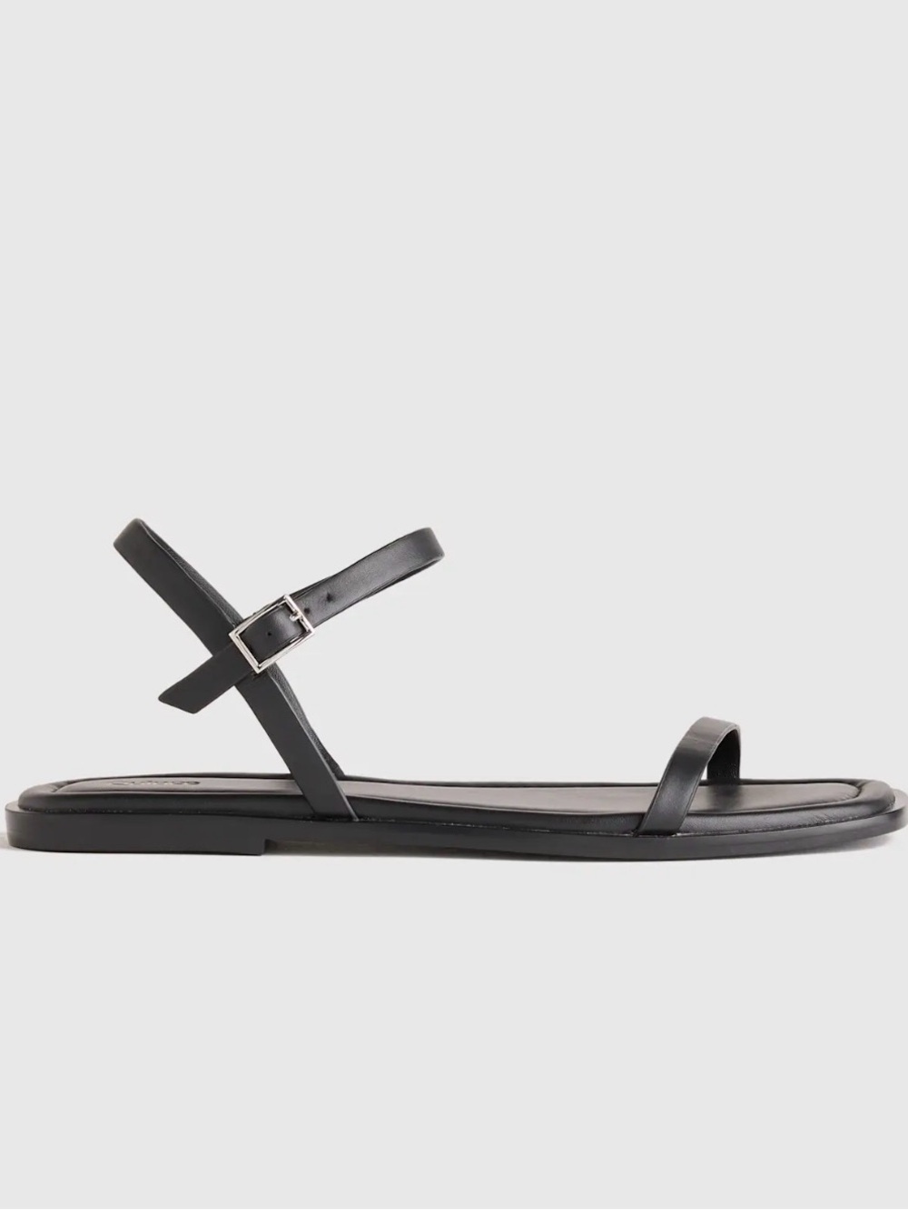 Quince Black Minimal Strappy Leather Sandal